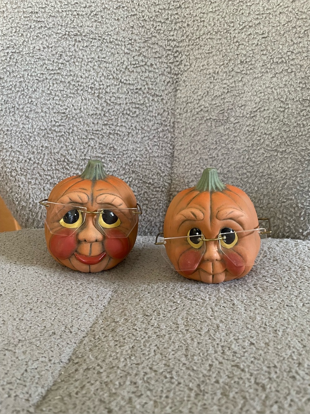Vintage Halloween Grandparent Pumpkin Figurines